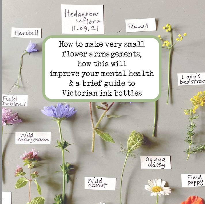 Tmrw evening at 8pm I'll be opening my Etsy shop for a limited number (30ish) of my Victorian ink bottle tiny posy kits. They're designed to alleviate anxiety &amp; lift mood while you create something small &amp; beautiful. 
They contain a burst lip handmade Victorian ink bottle (from