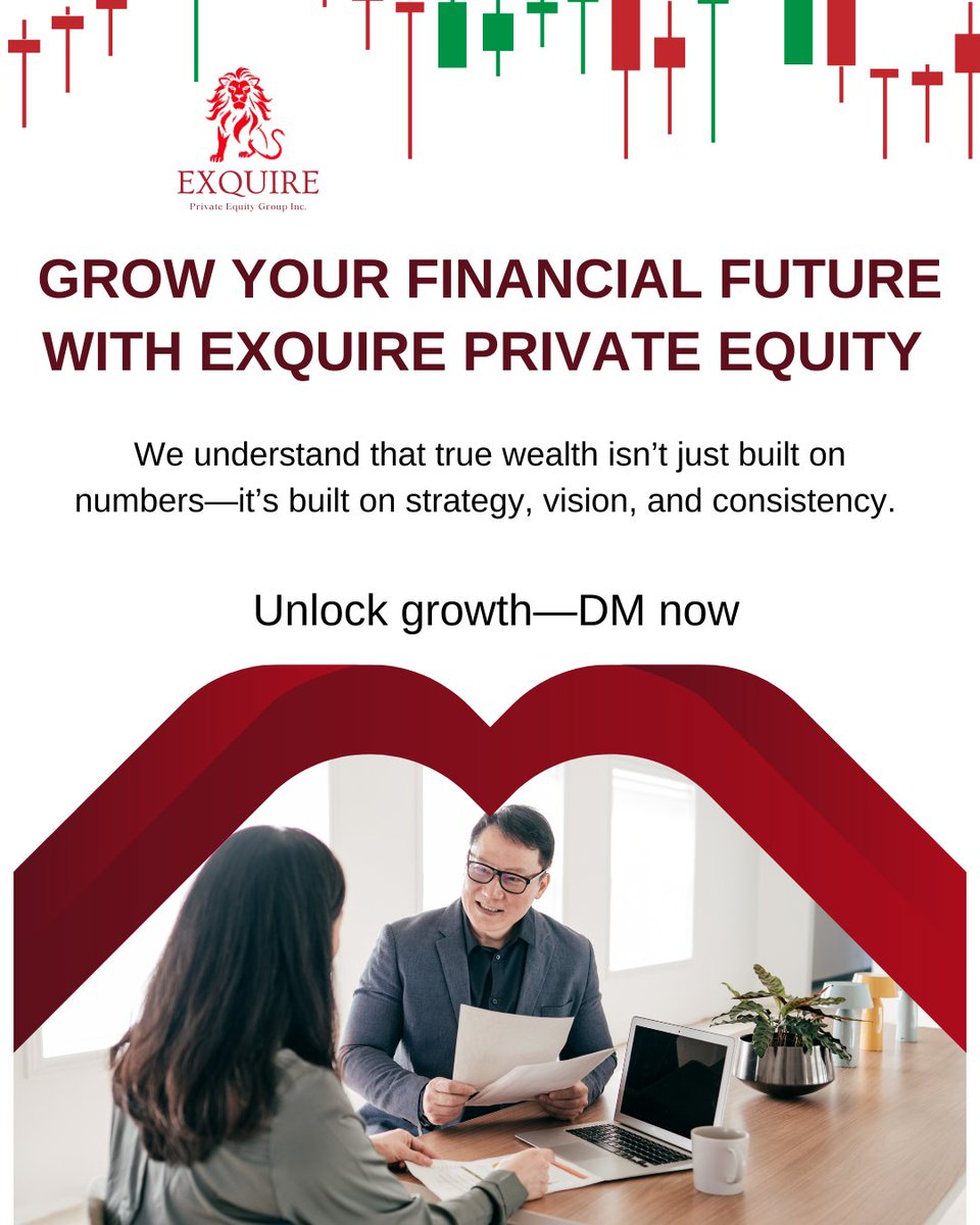 ExquirePEG's tweet photo. Grow Your #FinancialFuture with #ExquirePrivateEquity 

Let’s turn market fluctuations into opportunity. Let’s shape your future together.

📩 DM us now to learn more about our strategies and how we can help you grow your wealth.

#SustainableWealth #FinancialFreedom https://t.co/mtXMeIHcBn
