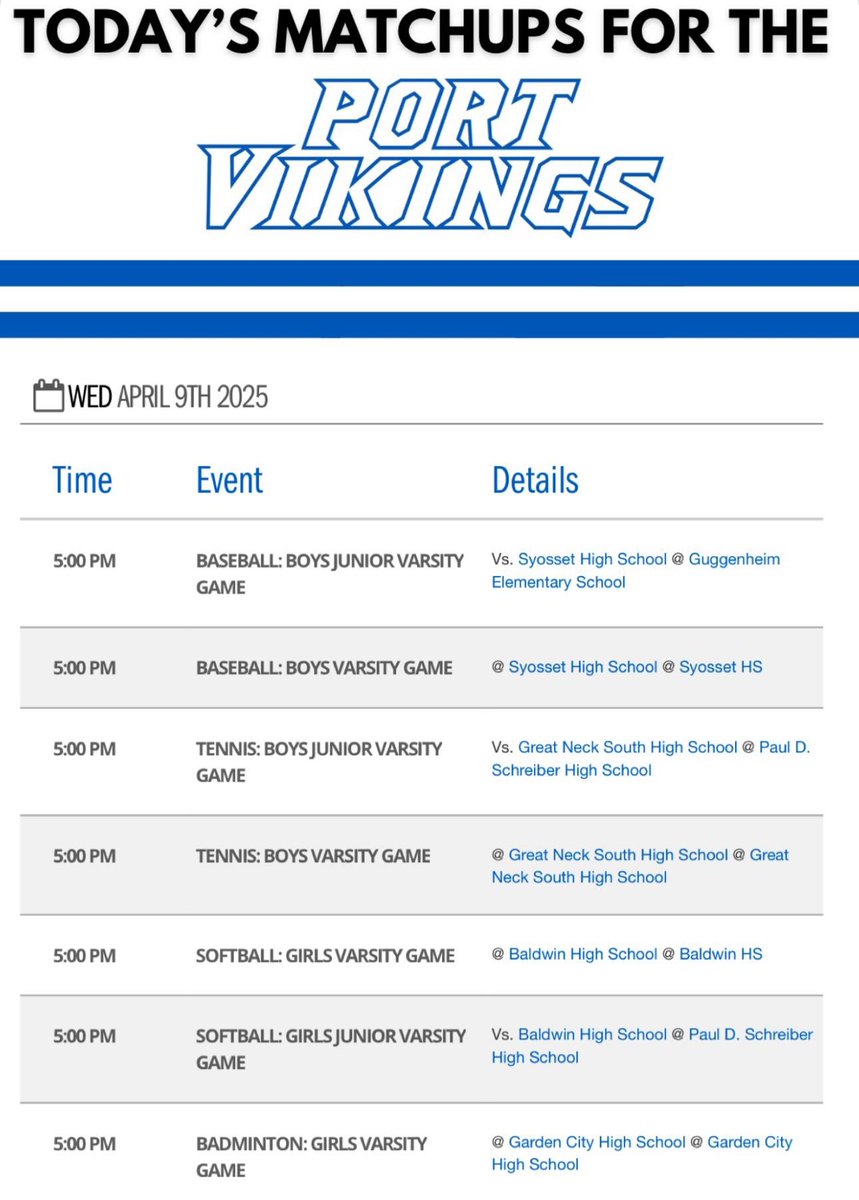 Port Washington Athletics (@portwashad) on Twitter photo 