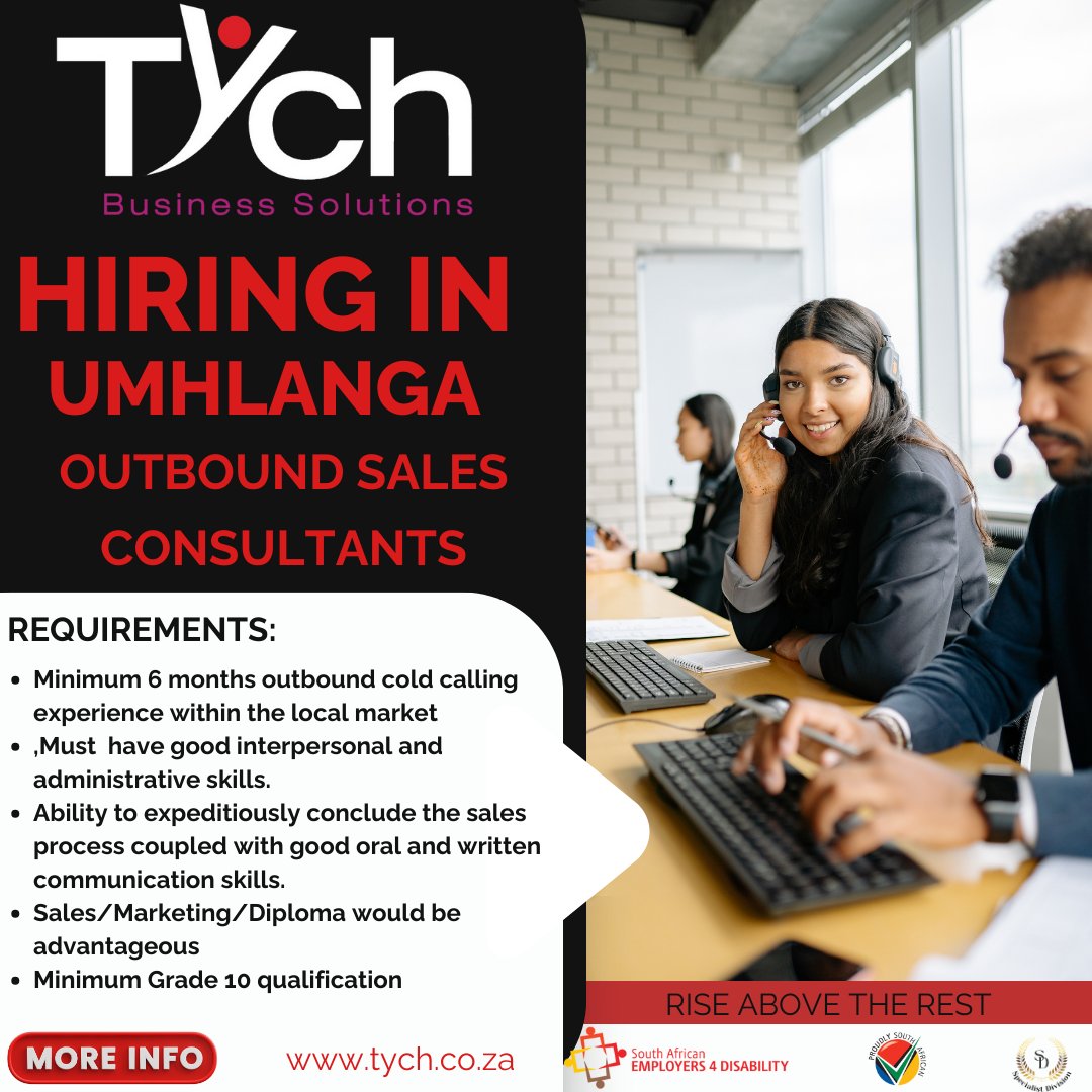 TychTeam's tweet photo. Visit https://t.co/yrK6NNfekZ to apply!

#sales #callcenteragents #outboundsales #hiring #applynow #JobSeekersSA https://t.co/yzt0Em96SK