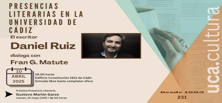 ¿Disfrutas de la literatura? 📚 ¡Te invitamos a disfrutar de un coloquio lleno de aprendizaje!  El Servicio de Extensión Universitaria del Vicerrectorado de Sostenibilidad y Cultura de la Universidad de Cádiz organiza una nueva cita del ciclo Presencias Literarias de la UCA.