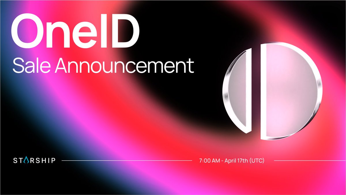 starship_hq's tweet photo. π OneID Sale Announcement
Exclusive to Starship NFT holders, the sale will follow a subscription model. Get your Starship ready!
π
Time: Apr 17, 7:00 AM β Apr 18, 7:00 AM (UTC)
Details: https://t.co/vV4IMbHA7z https://t.co/qRjlqYVzwZ