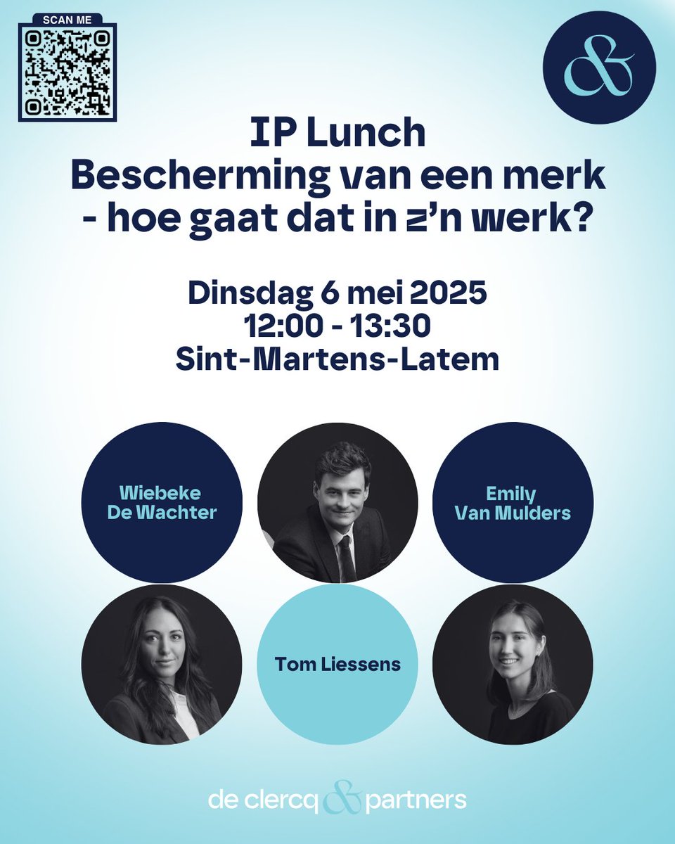 DeClercqPartner's tweet photo. Schrijf nu in voor onze nieuwe, exclusieve IP lunchsessie, deze keer in Sint-Martens-Latem via de QR-code of deze link: https://t.co/1RUxIQyFge

#IP #Lunch #Merkbescherming #Netwerking #IntellectueleEigendom #BrandProtection #FromIdeatoIP https://t.co/RbfVnjmlvp