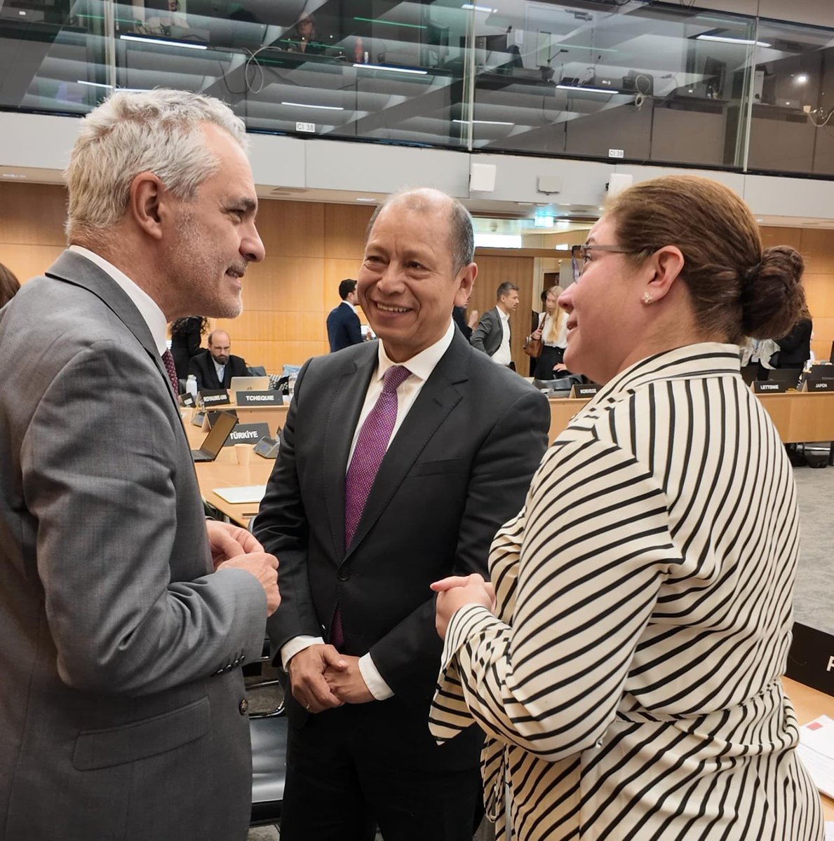 MTPE_Peru's tweet photo. #París 🇫🇷| En la sede de la @OECD, el ministro @DanielMaurateR participó en la 147° Sesión del Comité de Empleo, Trabajo y Asuntos Sociales (ELSAC). Durante la sesión de instalación, el titular del MTPE dialogó con el director del Secretariado de ELS, @stescarpetta. https://t.co/Lg5uvhpLzg
