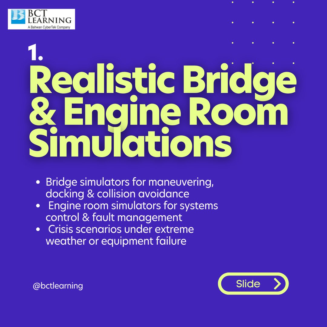 BCTLearning's tweet photo. 🌊 Train like you're at sea—with marine simulators!
🧭 Practice navigation, engine ops &amp; emergencies
⚙️ Hands-on, risk-free learning
👥 Real-time team scenarios

📩 Ready to modernize maritime training? 
#MaritimeTraining #MarineSimulators #VocationalEducation #SeafarerTraining https://t.co/sN9GwE4Ja4