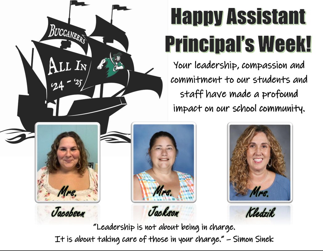 Shoutout to Our Amazing Assistant Principals!
We want to extend our deepest gratitude for your unwavering dedication and hard work with our Buccaneer Nation. Your leadership, compassion, and commitment to our students and staff have made a profound impact on our school community.