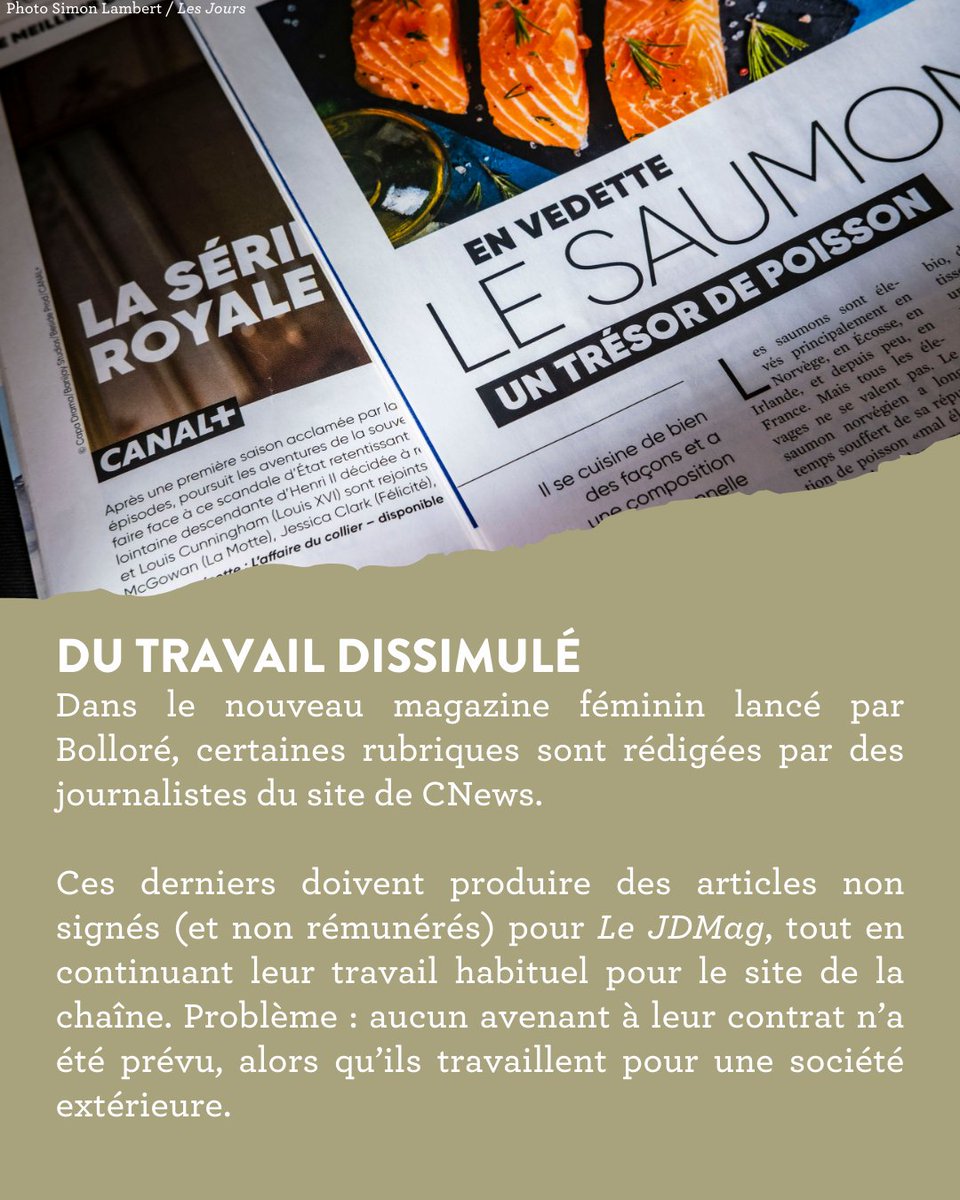 🔴Info « Les Jours ». Destiné à être un attrape-pub, le nouveau magazine du « JDD » est conçu à 30 % par des journalistes de CNews non rémunérés.
Un épisode à retrouver sur notre site ➡️ lesjours.fr/obsessions/lag…