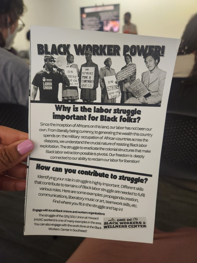 GeorgetownKILWP's tweet photo. The Revolutionary Youth Community, comprised primarily of Howard University students, put on an amazing #laborspring event in the Shaw neighborhood! The event featured several student speakers and covered a wide breadth of labor history, including international labor solidarity. https://t.co/78ntZkoGoT