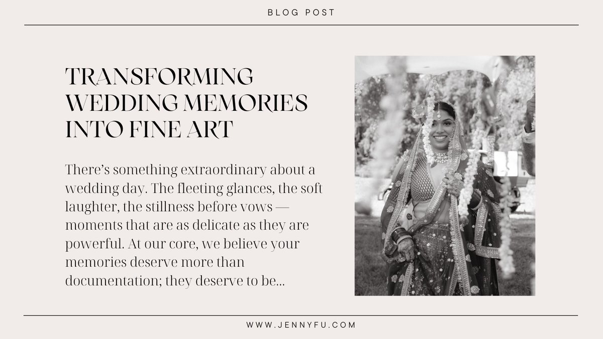 Your wedding photos are more than memories; they’re heirlooms. Here's how we transform your wedding memories into fine art:

jennyfu.com/transforming-w…

#fineartwedding #artisticweddingphotos #jennyfustudio