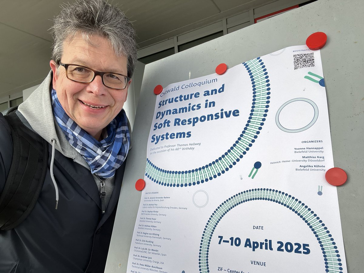 muller_group's tweet photo. Happy to be invited to the #Ostwald #Colloquium dedicated to Professor Thomas #Hellweg on the occasion of his 60th #birthday about "#Structure and #Dynamics in #Soft #Responsive #Systems" in #Bielefeld University https://t.co/crj9M6bdKY