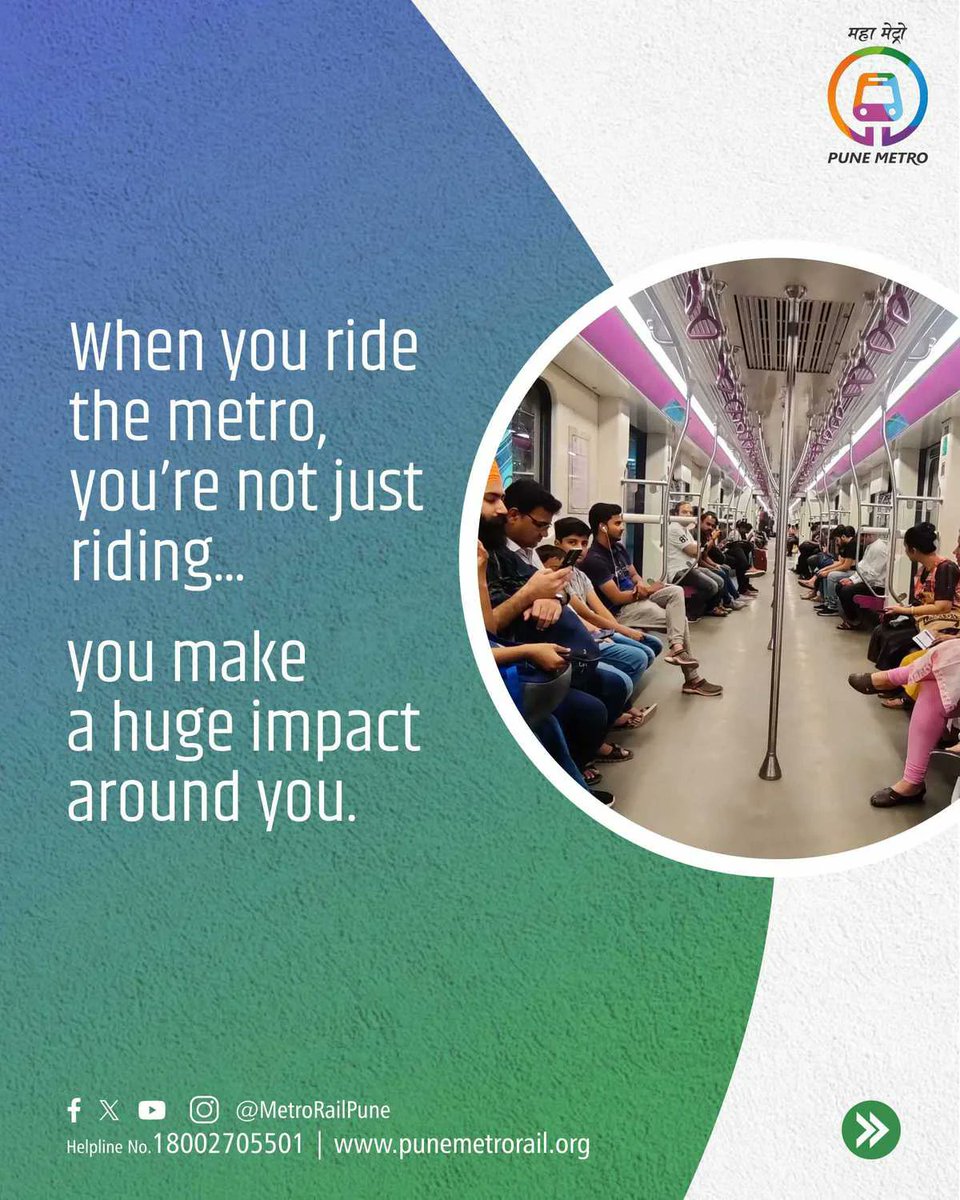 metrorailpune's tweet photo. You thought it was just a metro ride?
Turns out, you're saving the planet-one ride at a time.
Keep riding, keep making a difference.
#PuneMetro #SmartMovePuneMetro #GreenerCommute #SmartPune #पुणेमेट्रो #स्मार्टपुणे https://t.co/utaBKpB9sQ