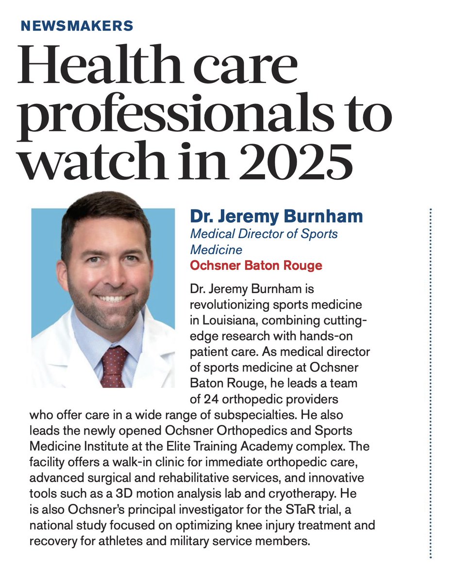 Jeremy Burnham, MD (@jeremyburnhammd) on Twitter photo This recognition is an humbling acknowledgement of the amazing work our orthopedic, sports medicine, athletic training, and therapy and wellness teams are doing. 
Thank you <a href="/brbizreport/">Business Report</a> for including us in your most recent edition focused on healthcare. Excited to see all of the This recognition is an humbling acknowledgement of the amazing work our orthopedic, sports medicine, athletic training, and therapy and wellness teams are doing. 
Thank you <a href="/brbizreport/">Business Report</a> for including us in your most recent edition focused on healthcare. Excited to see all of the