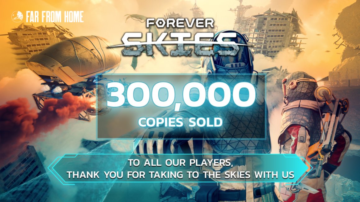 flyforeverskies's tweet photo. Forever Skies has passed 300,000 gross copies sold across all available platforms! 🥳🎉🥳🎉

Thank you, scientists! 🧡💚
Here is to the next milestone 🍻🥂👏 https://t.co/zv8famvO5t