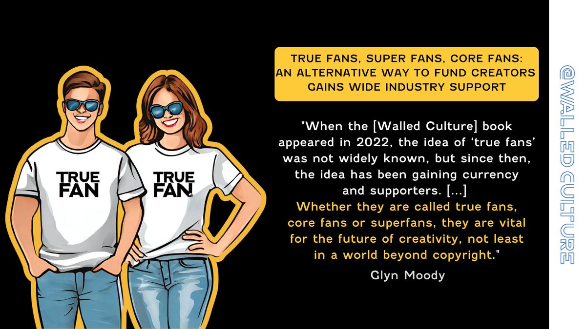 walledculture's tweet image. From fringe to mainstream?! @glynmoody explores how the #TrueFans model is gaining traction, as even major labels jump on the bandwagon. Direct-to-fan relationships are vital for creators' future, especially when looking beyond copyright.
#CreatorEconomy
walledculture.org/true-fans-supe…