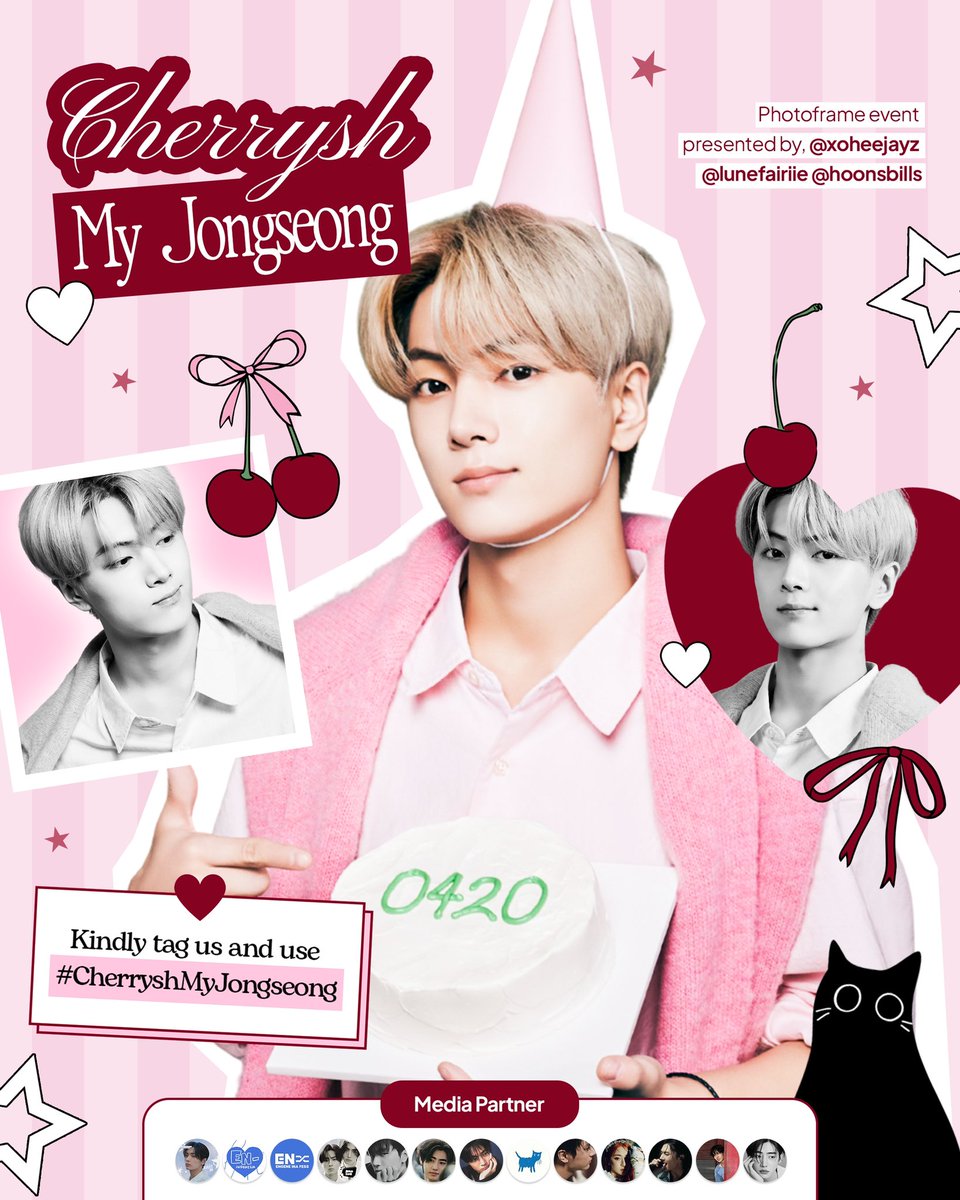 seongcoded's tweet photo. Bite Into The Sweetest Day, It’s Jay’s Birthday! 🐈‍⬛🍒

Photoframe event presented by, 
@xoheejayz @lunefairiie @hoonsbills

📍 SnapLab &amp; Photomatics

💭 More details on thread

Join us for a cherryfilled celebration! 🍒

Kindly tag us and use #CherryshMyJongseong 

#JAY #ENHYPEN https://t.co/jsxgyC9lo6
