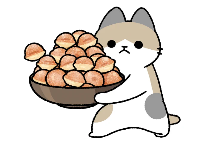 夜食に鈴カステラを持ってきた猫 