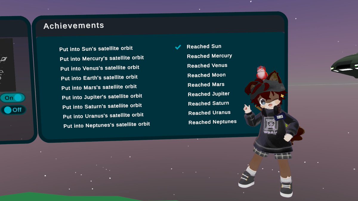tom_vrchat's tweet photo. - ワールド探訪記 -
Rocket Assy Simulator
https://t.co/Yp7qZftRmt

ロケットにブースターを取り付けて発射させて遠い惑星を目指すシミュレーター。到達・周回軌��を目指す実績なんかもあったりしてやり応えもあるゲーム系ワールド。Quest対応あり。 https://t.co/DAXB1VegkT