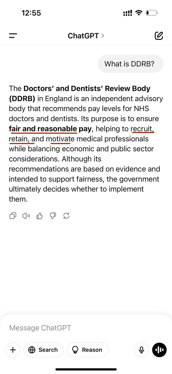ManetasNikolaos's tweet photo. I asked ChatGPT what DDRB is!

2.8% is another real-terms pay cut.

Re-entering the dispute was the only choice for #FullPayRestoration.

Be ballot ready! @BMAResidents @TheBMA https://t.co/s8JrLtBvx8