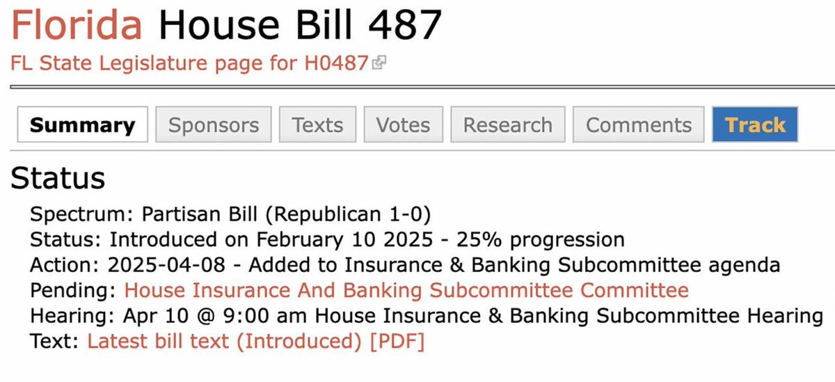 🇺🇸 LATEST: Florida's House Bill 487 gets a public hearing tomorrow, April 10, clearing the path for the state CFO to deploy public funds into $BTC.