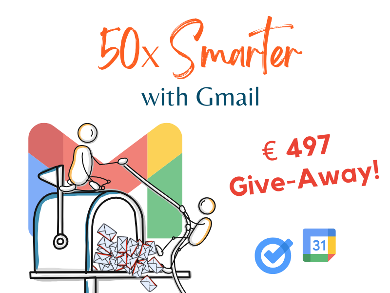 50x Smarter with Gmail will finally launch on April 16!

Do you want to boost your productivity?
Need help to get back in control, and tame your Inbox and to-do list?

Then you want to win one of the VIP coaching deals (value € 479)!

Here is what you should do 👇

1. Share this