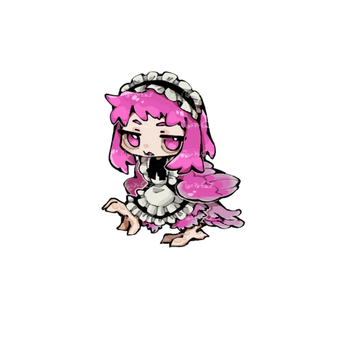 ピンクのメイドハーピー