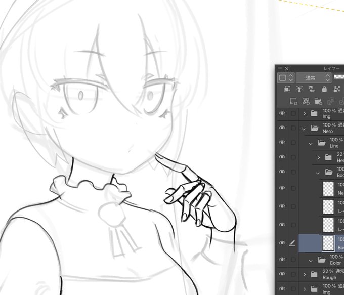 コミティア進捗
自分がラフで描く手、好き
(自画自賛) 