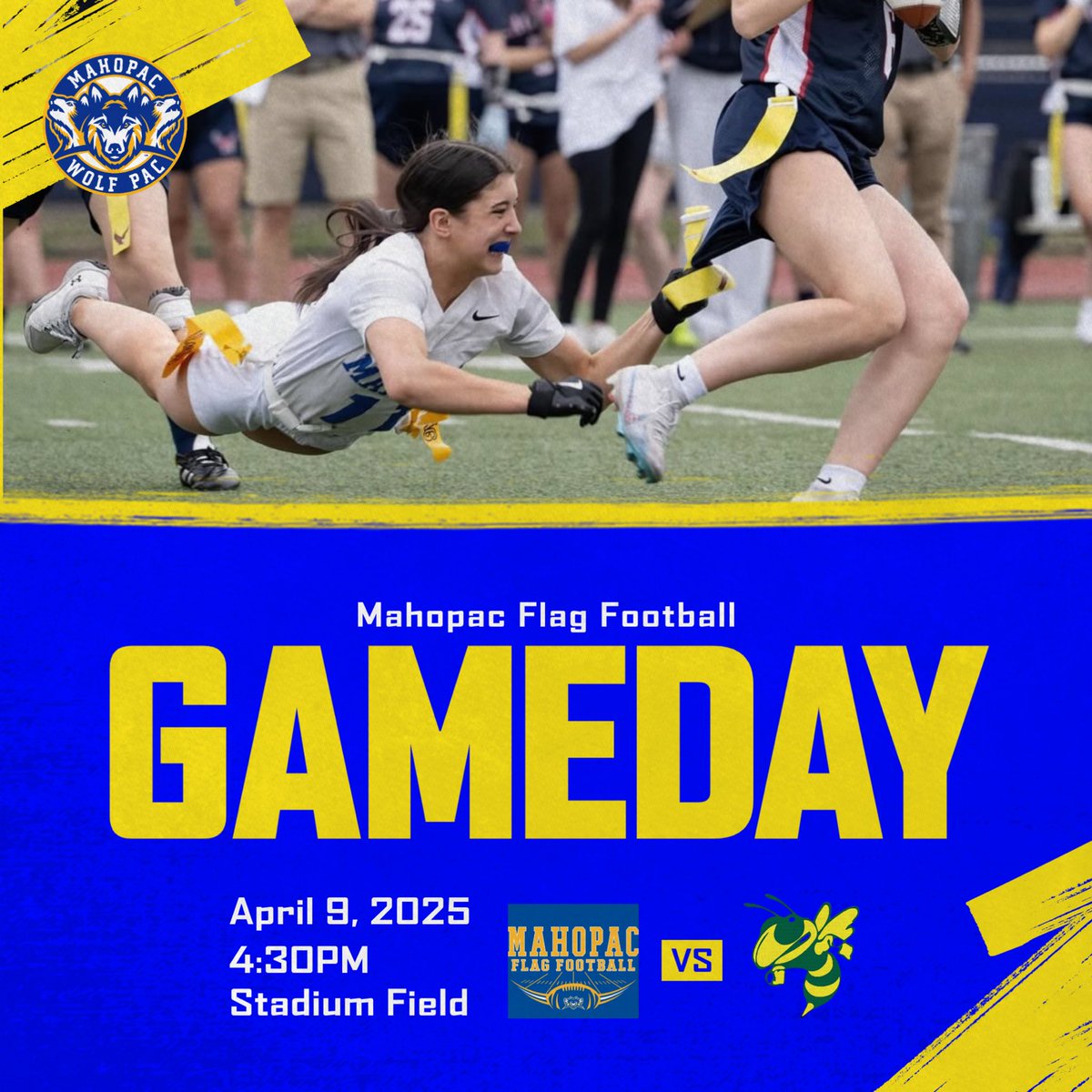 Mahopac Varsity Flag Football (@mahopacflag) on Twitter photo 🔵🟡GAMEDAY🟡🔵
The girls look to continue the win streak today against a very competitive Lakeland team.
4:30 on the Stadium Turf! Come show your support!! #LGP <a href="/CoachDGoodIII/">Coach Good</a> <a href="/CoachRyan_MHS/">Coach Ryan</a> <a href="/Mahopac_AD/">Mahopac Athletics</a> 🔵🟡GAMEDAY🟡🔵
The girls look to continue the win streak today against a very competitive Lakeland team.
4:30 on the Stadium Turf! Come show your support!! #LGP <a href="/CoachDGoodIII/">Coach Good</a> <a href="/CoachRyan_MHS/">Coach Ryan</a> <a href="/Mahopac_AD/">Mahopac Athletics</a>