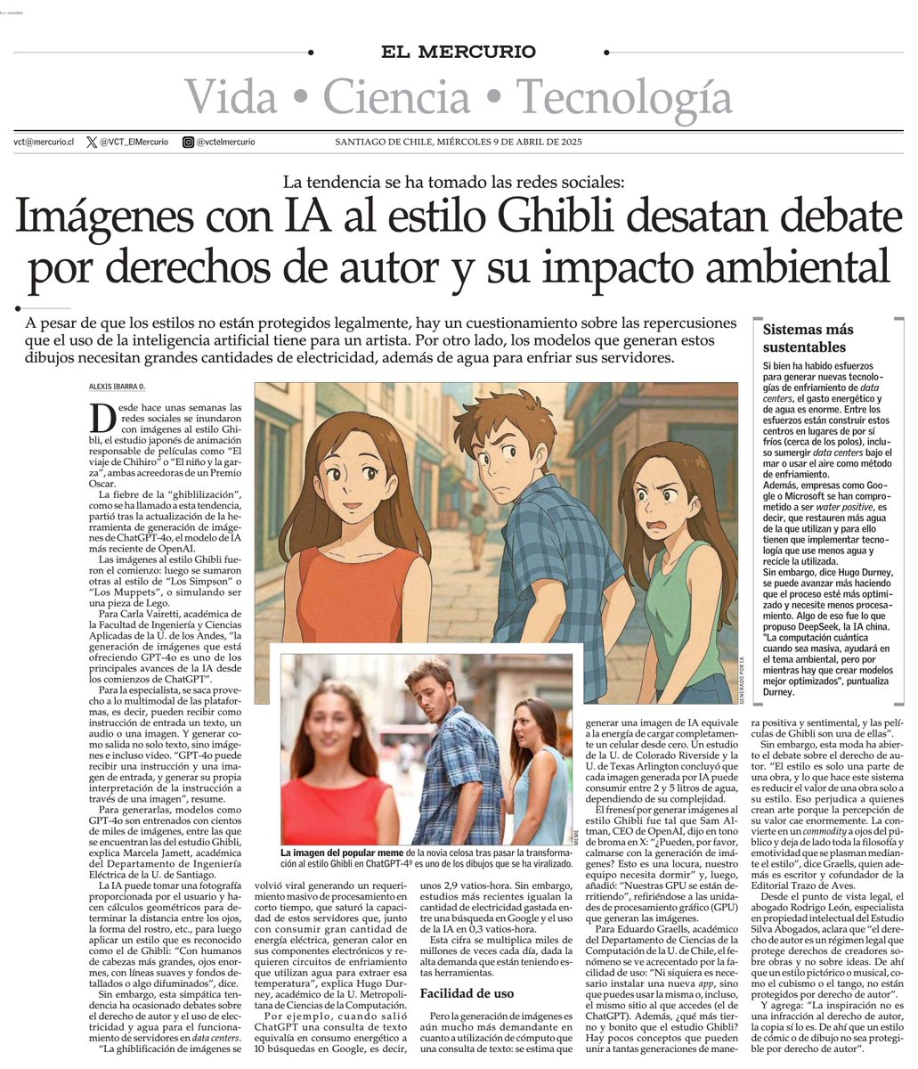 Imágenes con IA al estilo Ghibli desatan debate por derechos de autor y su impacto ambiental. #VCTElMercurio shorturl.at/I5gTu