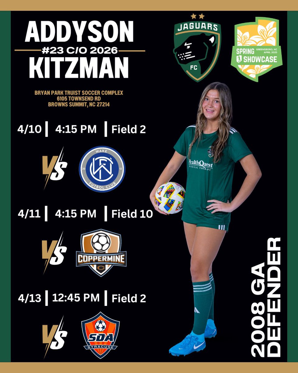 Addy Kitzman (C/O 2026) (@addy_kitzman) on Twitter photo Game day in NC tomorrow! Can’t wait to play with my team! <a href="/GAcademyLeague/">Girls Academy</a> <a href="/JaguarsAcademy/">Michigan Jaguars FC Academy</a> <a href="/MichiganJaguars/">Michigan Jaguars FC</a> <a href="/ImYouthSoccer/">ECNL/GA/Recruiting/College Soccer</a> <a href="/ImCollegeSoccer/">College Soccer Truth ™</a> <a href="/SSN_NCAASoccer/">Sidelines - College Soccer</a> Game day in NC tomorrow! Can’t wait to play with my team! <a href="/GAcademyLeague/">Girls Academy</a> <a href="/JaguarsAcademy/">Michigan Jaguars FC Academy</a> <a href="/MichiganJaguars/">Michigan Jaguars FC</a> <a href="/ImYouthSoccer/">ECNL/GA/Recruiting/College Soccer</a> <a href="/ImCollegeSoccer/">College Soccer Truth ™</a> <a href="/SSN_NCAASoccer/">Sidelines - College Soccer</a>