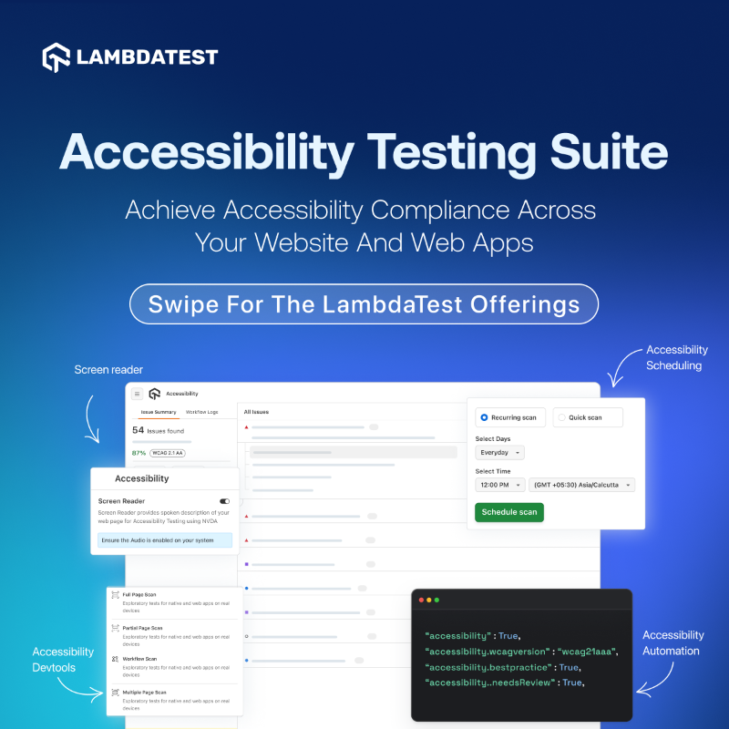 testmuai's tweet photo. Is your website turning away potential customers without you even realizing it?🔍 

LambdaTest’s #AccessibilityTesting Suite https://t.co/7Q4HxfXYDt transforms how businesses approach #digitalInclusivity—making it simpler to build products that truly welcome everyone.