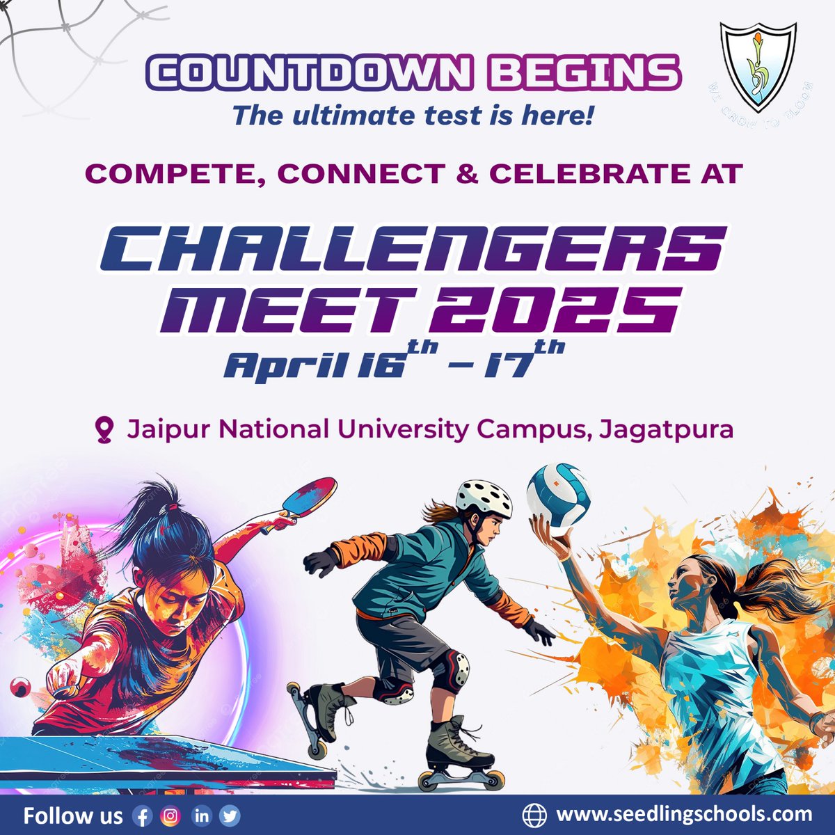 IntSeedling's tweet image. Challengers Meet 2025 – Let the Games Begin!

As the countdown begins, excitement fills the air for the most anticipated event of the year — Challengers Meet 2025! 

#ChallengersMeet2025 #SeedlingSchools #WeGrowToBloom #SportsDay #AthleticExcellence