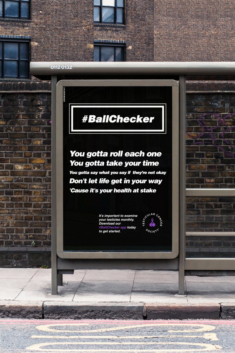 Lyrics stick in your head, a useful way to remember to do it! ✅

Create billboard-style posters to encourage people to download the <a href="/TCSociety/">Testicular Cancer Society</a> #BallChecker app &amp; promote regular testicular self-exams. ballchecker.com #TesticularCancerAwarenessMonth
<a href="/OneMinuteBriefs/">One Minute Briefs ⏱️</a>