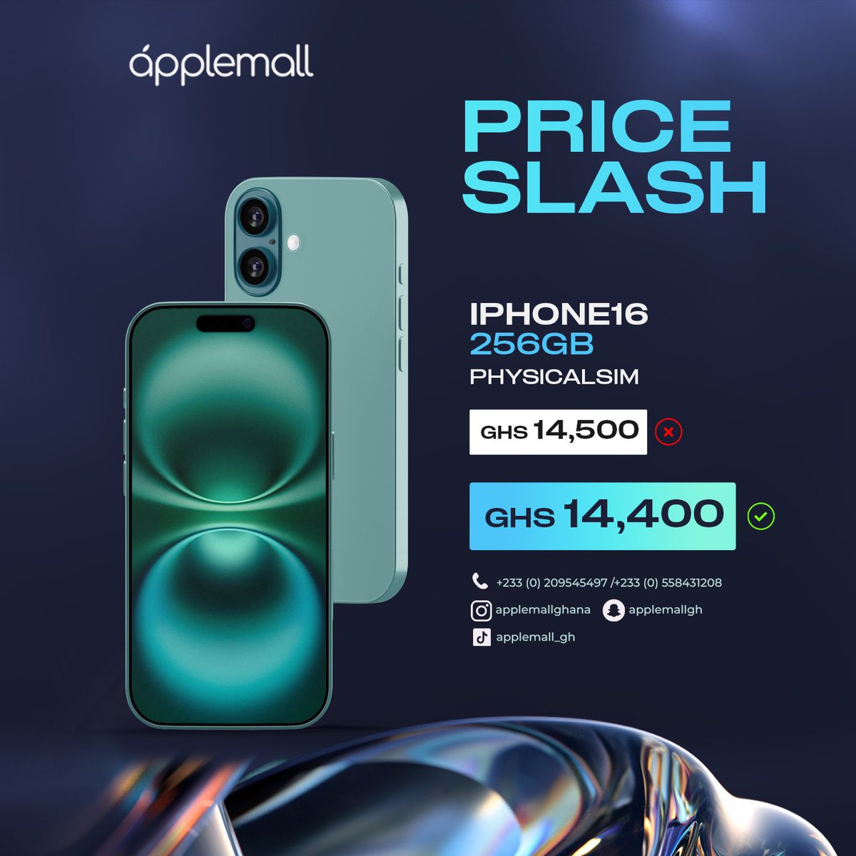 AppleMallGhana's tweet photo. Are you considering getting a new phone?
Get a Brand New iPhone 16 256GB from Us for GHS 14,400!
Don't miss out on this amazing deal!
📩Send Us A Dm, to grab yours!
📍Locate Our Shop Opposite the Nima Shell, Accra.
#applemall #priceslash #iphone16 #iphonedaily #wednesdayoffer https://t.co/guv47ay3Zc