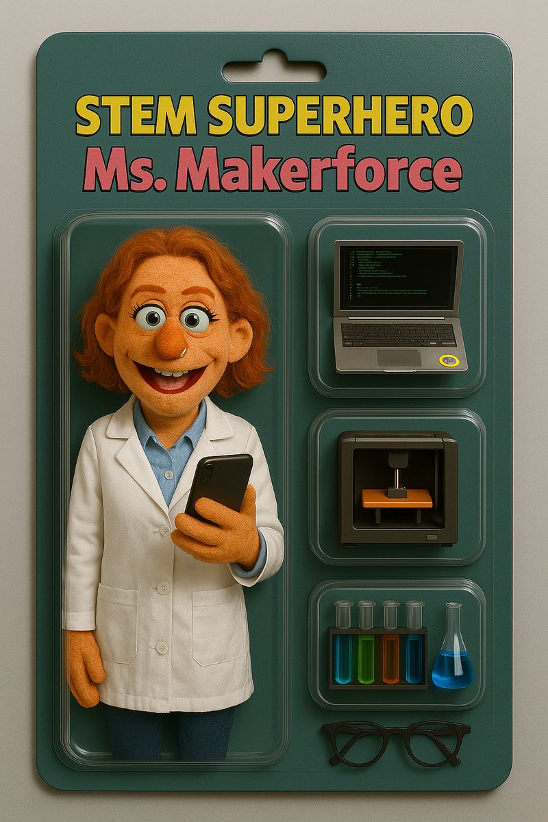 Mrs_Zimmerman's tweet photo. Tried that action figure package image on ChatGPT! I think I'm going to use this as my opening for our new teacher training at the start of next School year. 

I replaced the action figure with a muppet prompt! See images for prompt.

#chatgpt4o https://t.co/yzEi1dhVuk