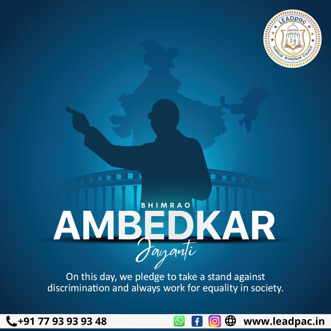 leadpac9's tweet photo. Happy #ambedkarjayanti!
On this day, we pledge to take a stand against discrimination & always work for equality in society.
#equalityforall #standagainstdiscrimination #SocialJustice #drbhimraoambedkar #unityindiversity #HumanRights #Empowerment #leadpac #politicalanalysis https://t.co/GuGhyiOLua