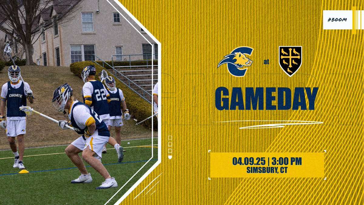 choate_bvl's tweet photo. GAMEDAY! On the road today for a Founders League showdown with the Martlets. 

🆚  @MartletBoysLax 
⏰  3:00 PM
📍  Away | Simsbury, CT 
📺  Westminster Athletics 

#BOOM #gapt @ChoateAthletics https://t.co/Erhu703RNL