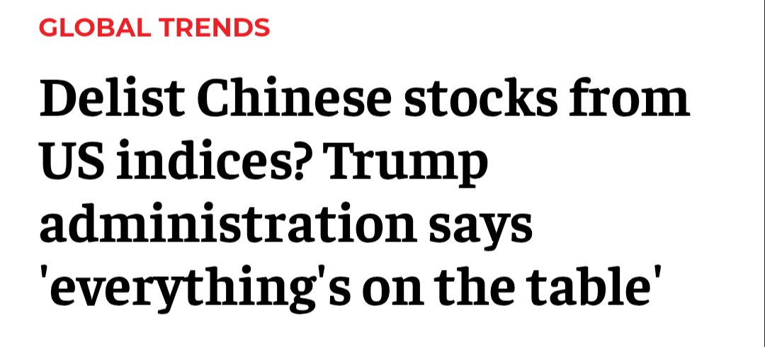 Next round of retaliations might include delisting Chinese stocks (like $BABA, $JD, $PDD) per Bessent.

While I don't invest in China, this is atrocious. These retaliations are going to hurt regular people the most.