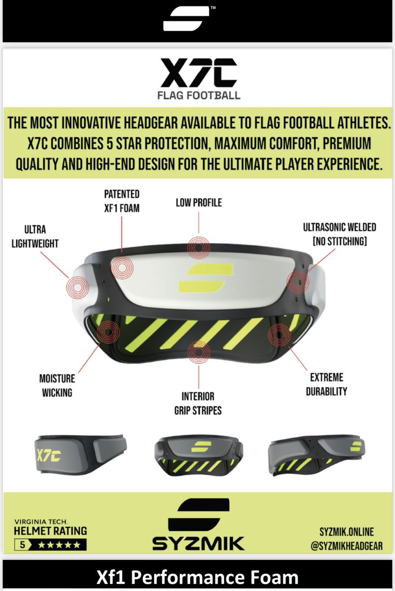 FLAG FOOTBALL Coaches; Check out the SYZMIK X7 &amp; X7C head gear. Both are Virginia Tech 5 Star rated. DM me for brand details &amp; pricing…