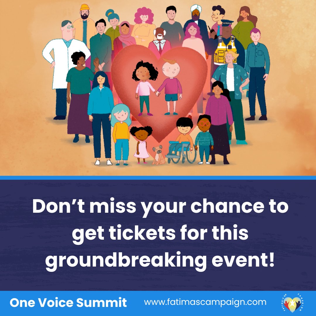 FatimaWh1tbread's tweet photo. It's your last chance to get tickets for the One Voice Summit! 
🎟️ Tickets available Now! https://t.co/nRuIzrKBUc
📅 Dates: 23rd/24th April 2025
📍 Venue: The Guildhall, London
Be part of this vital conversation and help us shape a better future.#OneVoiceSummit #EveryChildMatters https://t.co/hmLdVF3C8U