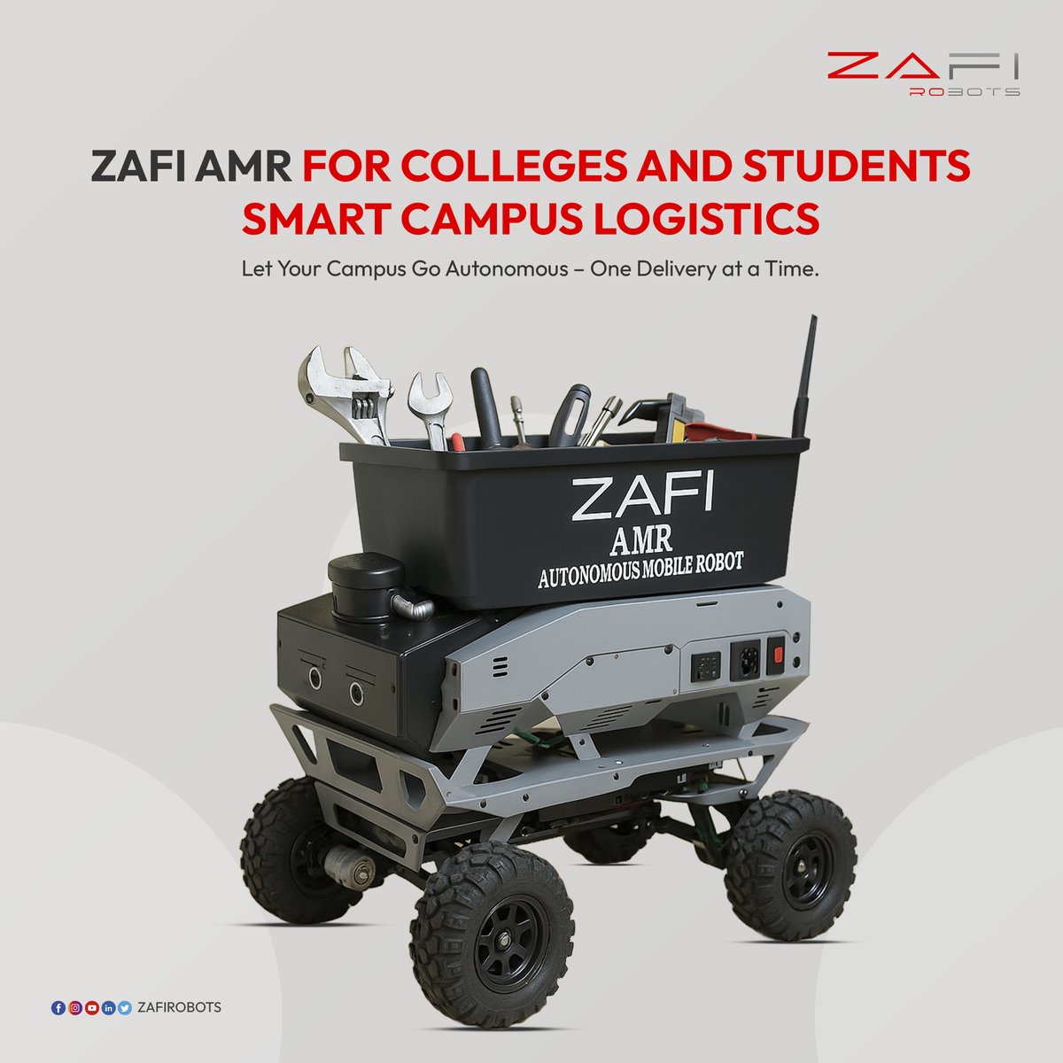 ZafiRobots's tweet image. Introducing @ZafiRobots AMR 🤖
Your all-in-one autonomous delivery robot for food, colleges, warehouses & hospitals!
Smart. Safe. Scalable.
🔥 Pre-Booking Now Open! 🔥
Want to explore how ZAFI can help your org?
👉 forms.gle/yzEomR6zqnJcCw…
#ZAFI #AMR #AutonomousRobot #Robots