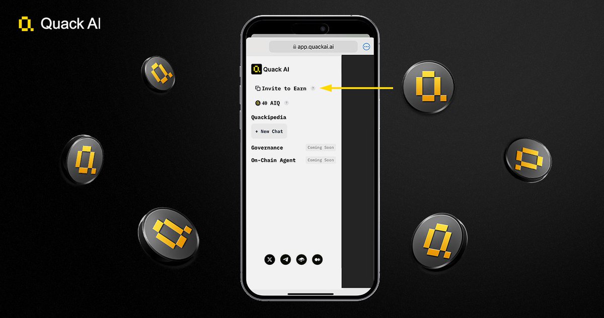 Talked to Quack AI already? 🤖

Reply your invite link and tag 2 frens below! 👇
As new quackers join the AI-powered convo through your link, you’ll earn $AIQ points.

Let’s see whose reply gets the most likes — a special reward might just be waiting. 👀

Get your invite link