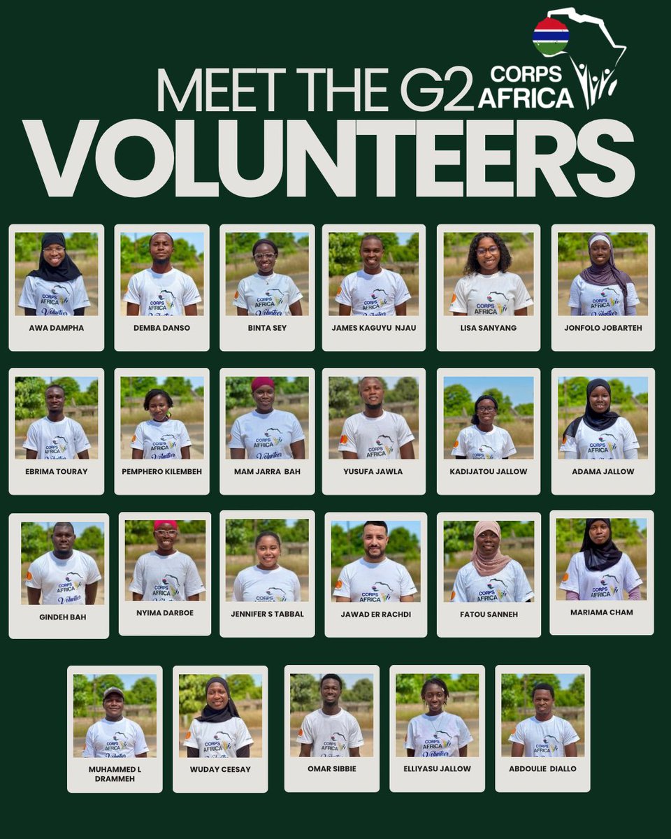 Officially introducing our G2 Volunteers—the “Ever-Readys”!

23 inspiring youth serving 23 rural communities across The Gambia for 10 months of impactful, community-led service.
Follow their journey!
#MeetTheVolunteers #G2 #CorpsAfricaGambia #ThisIsCorpsAfrica