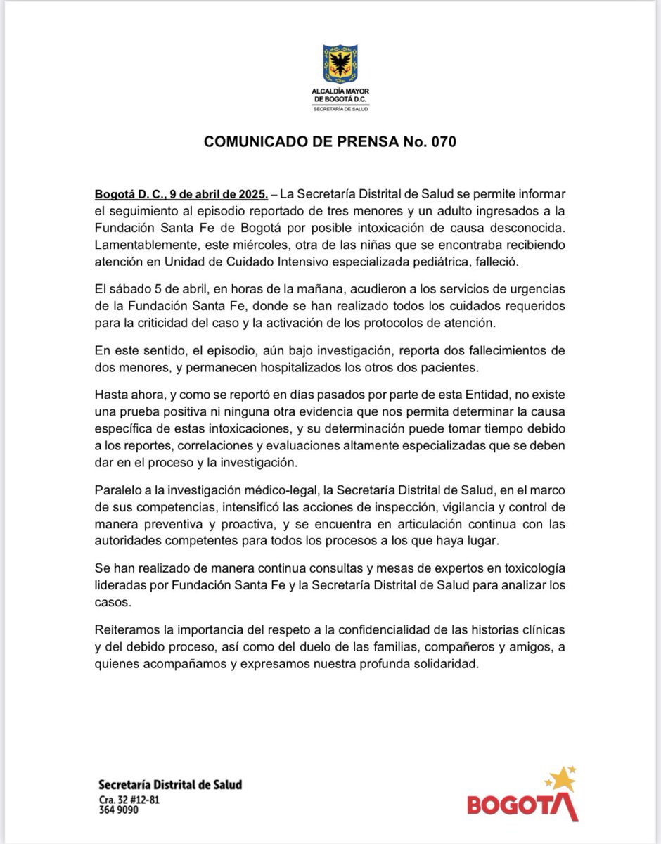 Secretaría Distrital de Salud tweet media