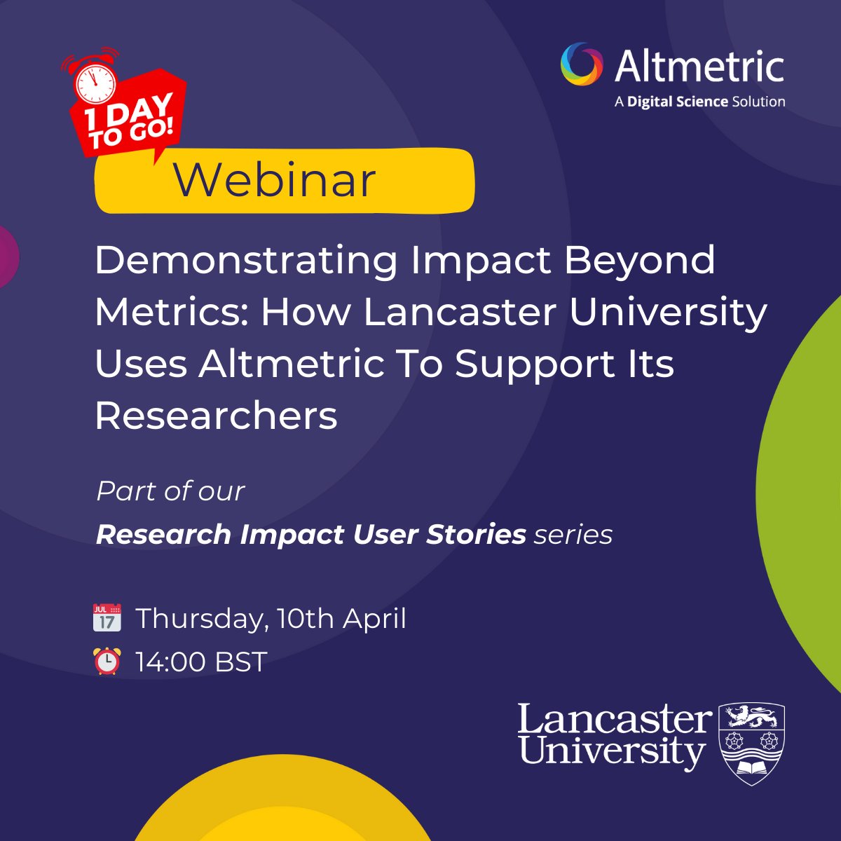 Altmetric (@altmetric) on Twitter photo 💬 Meet tomorrow’s speaker: Nicola Wylie. Nicola leads Research Intelligence at <a href="/LancasterUni/">Lancaster University</a>, helping academics understand & showcase #ResearchImpact globally. Join us tomorrow as we explore strategic reporting, driving engagement and more.
🔗: ow.ly/oHRn50Vuury 💬 Meet tomorrow’s speaker: Nicola Wylie. Nicola leads Research Intelligence at <a href="/LancasterUni/">Lancaster University</a>, helping academics understand & showcase #ResearchImpact globally. Join us tomorrow as we explore strategic reporting, driving engagement and more.
🔗: ow.ly/oHRn50Vuury