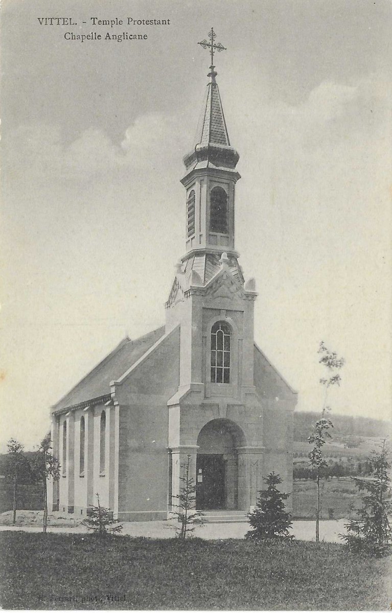 The Boulomié family who developed Vittel as a spa from the 1850s (and controlled production of Vittel water until 1992) realised they needed to build an English church to attract English visitors.  It opened in 1903/4, possibly designed by F Clasquin (cf x.com/JamesBettley/s…)