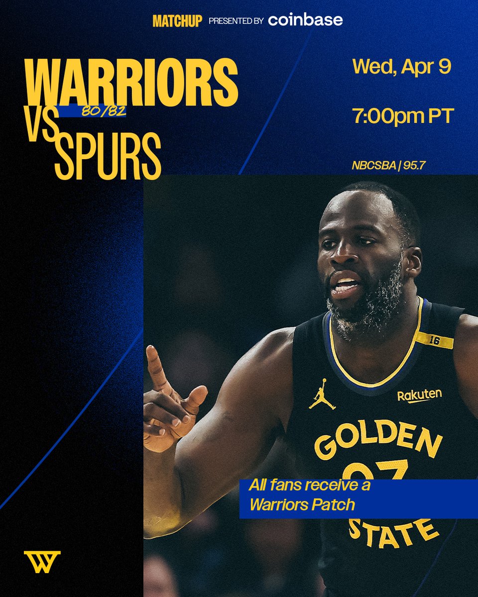 Home Sweet Home 🏀 GSW vs. SAS 🕖 7pm PT 📺 @NBCSAuthentic 📻 @957thegame  📱 https://t.co/6BLvDT0oIP 🎟️ https://t.co/Z938EY20eu @coinbase ||  #DubNation