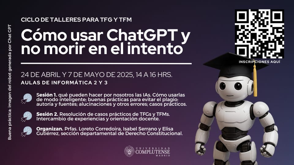loretoc's tweet photo. A la vuelta de #SemanaSanta con las ideas mas frescas empezamos en @UCMccinf estos talleres para TFG y TFM. Trabajar con IAs es bueno pero hay que entenderlas
#ChatGPT #DeepL #NotebookLLM #Copilot #Gemini https://t.co/Q9aDADHD0v