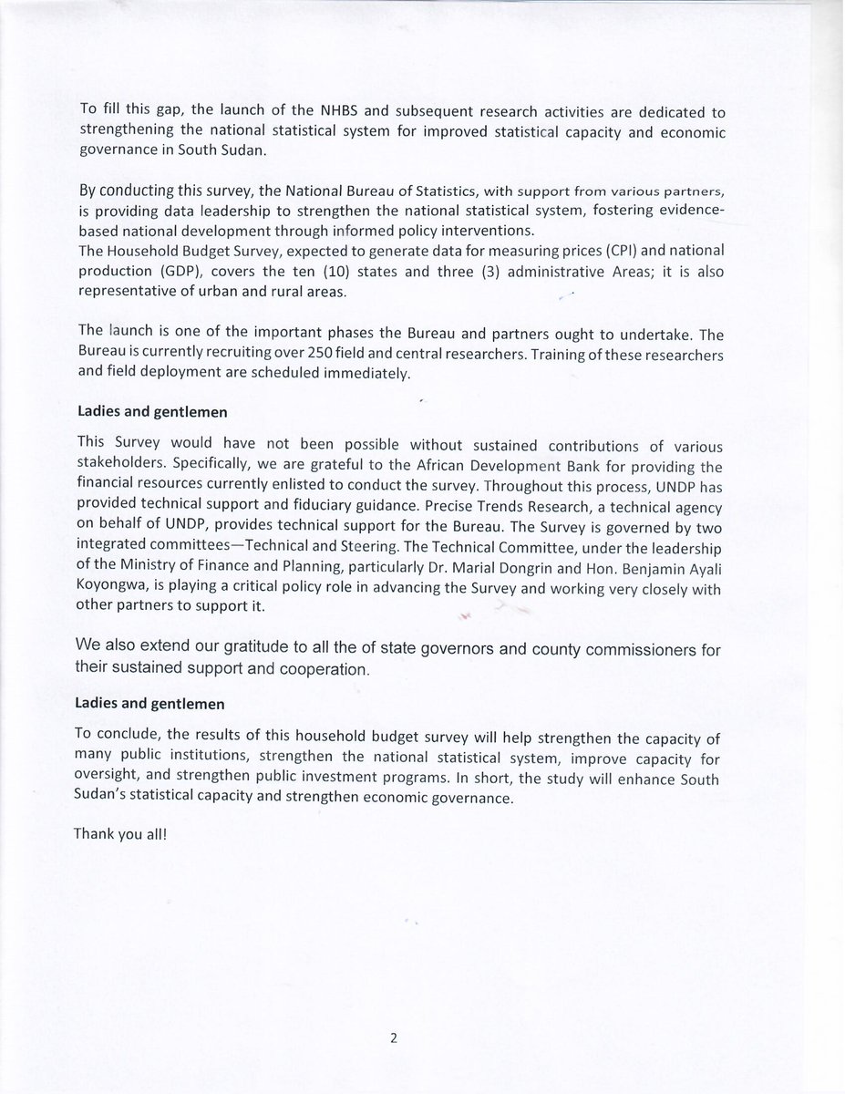 The Household Survey, expected to generate data for measuring CPI, GDP covers the (10) States &amp; 3 Administrative Areas, see the Remarks here attached.