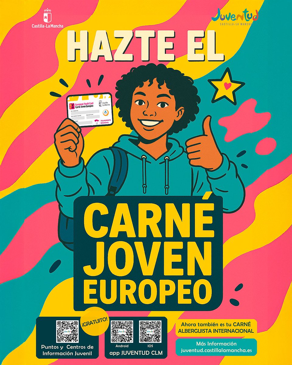 Ahora tu Carné Joven CLM también es tu Carné de Alberguista REAJ 🌍🏕️

✅ Acceso a +4.000 albergues
✅ Descuentos en viajes y ocio
✅ ¡Programas de movilidad juvenil!

🔗 +info en <a href="/AlberguesREAJ/">AlberguesREAJ</a>  y reaj.com/carne-de-alber…