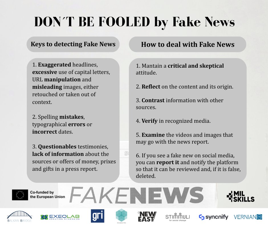 🇪🇺In recent years, fake news and disinformation have grown exponentially. 

The European Parliament says there can and should have consequences.

👇Here are some tips on how to recognise this type of news and how to deal with it.
#fakenews #milskills #digitallearning #TechForGood